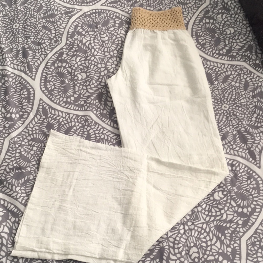 Semi-sheer wide leg pants